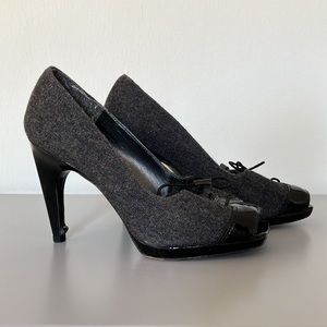 Stuart Weitzman Wool & Patent Leather Platforms